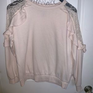 Cream lace shoulder sweatshirt